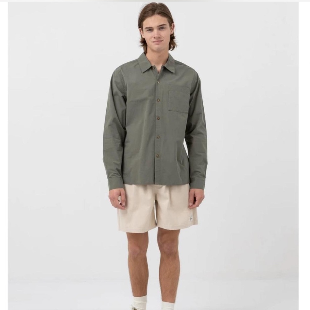 NWT Rhythm Essential Ls Shirt Moss